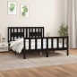 vidaXL Estructura de cama con cabecero madera de pino negro 150x200cm vidaXL Estructura de cama con cabecero madera de pino negro 150x200cm