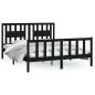 vidaXL Estructura de cama con cabecero madera de pino negro 150x200cm vidaXL Estructura de cama con cabecero madera de pino negro 150x200cm