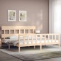 vidaXL Estructura de cama de matrimonio con cabecero madera maciza vidaXL Estructura de cama de matrimonio con cabecero madera maciza