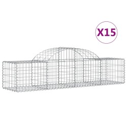 vidaXL Cestas gaviones 15 uds forma de arco hierro 200x50x40/60 cm