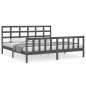 vidaXL Estructura de cama con cabecero madera maciza gris 200x200 cm