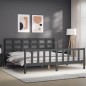 vidaXL Estructura de cama con cabecero madera maciza gris 200x200 cm