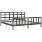 vidaXL Estructura de cama con cabecero madera maciza gris 200x200 cm