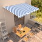 vidaXL Toldo manual retráctil azul y blanco 450x300 cm vidaXL Toldo manual retráctil azul y blanco 450x300 cm