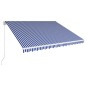 vidaXL Toldo manual retráctil azul y blanco 450x300 cm vidaXL Toldo manual retráctil azul y blanco 450x300 cm