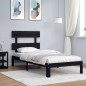 vidaXL Estructura de cama con cabecero madera maciza negro 100x200 cm vidaXL Estructura de cama con cabecero madera maciza negro 100x200 cm