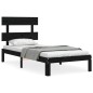 vidaXL Estructura de cama con cabecero madera maciza negro 100x200 cm vidaXL Estructura de cama con cabecero madera maciza negro 100x200 cm