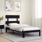 vidaXL Estructura de cama con cabecero madera maciza negro 100x200 cm vidaXL Estructura de cama con cabecero madera maciza negro 100x200 cm