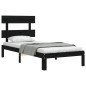 vidaXL Estructura de cama con cabecero madera maciza negro 100x200 cm vidaXL Estructura de cama con cabecero madera maciza negro 100x200 cm