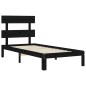 vidaXL Estructura de cama con cabecero madera maciza negro 100x200 cm vidaXL Estructura de cama con cabecero madera maciza negro 100x200 cm
