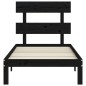 vidaXL Estructura de cama con cabecero madera maciza negro 100x200 cm vidaXL Estructura de cama con cabecero madera maciza negro 100x200 cm