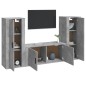 vidaXL Set de muebles de TV 3 pzas madera contrachapada gris hormigón
