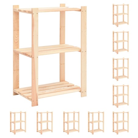 vidaXL Estantería 3 niveles 10 unidades madera pino maciza 150 kg 