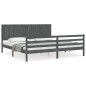 vidaXL Estructura de cama con cabecero madera maciza gris 200x200 cm vidaXL Estructura de cama con cabecero madera maciza gris 200x200 cm