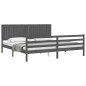 vidaXL Estructura de cama con cabecero madera maciza gris 200x200 cm vidaXL Estructura de cama con cabecero madera maciza gris 200x200 cm
