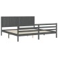 vidaXL Estructura de cama con cabecero madera maciza gris 200x200 cm vidaXL Estructura de cama con cabecero madera maciza gris 200x200 cm
