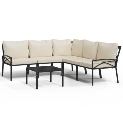 vidaXL Juego de muebles de jardín 6 piezas acero y cojines color arena