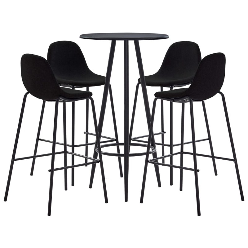 vidaXL Juego de mesa alta y taburetes 5 piezas tela negro vidaXL Juego de mesa alta y taburetes 5 piezas tela negro