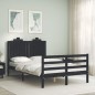 vidaXL Estructura de cama con cabecero madera maciza negro 120x200 cm vidaXL Estructura de cama con cabecero madera maciza negro 120x200 cm
