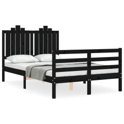 vidaXL Estructura de cama con cabecero madera maciza negro 120x200 cm