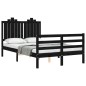 vidaXL Estructura de cama con cabecero madera maciza negro 120x200 cm vidaXL Estructura de cama con cabecero madera maciza negro 120x200 cm