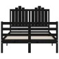 vidaXL Estructura de cama con cabecero madera maciza negro 120x200 cm vidaXL Estructura de cama con cabecero madera maciza negro 120x200 cm