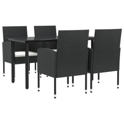 vidaXL Juego de comedor de jardín 5 pzas ratán sintético y acero negro