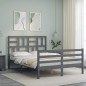 vidaXL Estructura de cama con cabecero madera maciza gris 140x200 cm