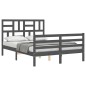 vidaXL Estructura de cama con cabecero madera maciza gris 140x200 cm