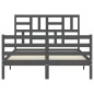 vidaXL Estructura de cama con cabecero madera maciza gris 140x200 cm