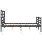 vidaXL Estructura de cama con cabecero madera maciza gris 140x200 cm