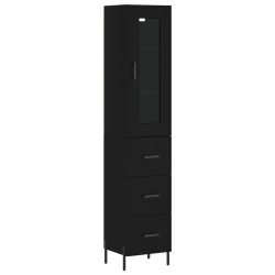 vidaXL Aparador de madera contrachapada negro 34,5x34x180 cm