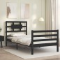 vidaXL Estructura de cama con cabecero madera maciza negro 90x200 cm vidaXL Estructura de cama con cabecero madera maciza negro 90x200 cm