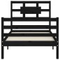 vidaXL Estructura de cama con cabecero madera maciza negro 90x200 cm vidaXL Estructura de cama con cabecero madera maciza negro 90x200 cm