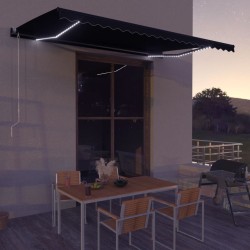 vidaXL Toldo retráctil LED y sensor de viento gris antracita 600x300cm