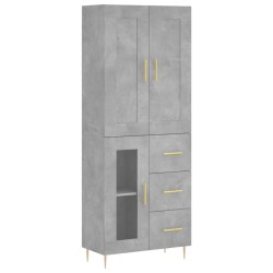 vidaXL Aparador alto madera contrachapada gris hormigón 69,5x34x180 cm