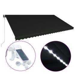 vidaXL Toldo retráctil LED y sensor de viento gris antracita 600x300cm