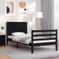vidaXL Estructura de cama con cabecero madera maciza negro 90x200 cm vidaXL Estructura de cama con cabecero madera maciza negro 90x200 cm