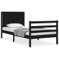 vidaXL Estructura de cama con cabecero madera maciza negro 90x200 cm vidaXL Estructura de cama con cabecero madera maciza negro 90x200 cm