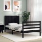 vidaXL Estructura de cama con cabecero madera maciza negro 90x200 cm vidaXL Estructura de cama con cabecero madera maciza negro 90x200 cm