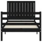 vidaXL Estructura de cama con cabecero madera maciza negro 90x200 cm vidaXL Estructura de cama con cabecero madera maciza negro 90x200 cm