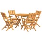 vidaXL Juego de comedor para jardín 5 piezas madera maciza de teca vidaXL Juego de comedor para jardín 5 piezas madera maciza de teca