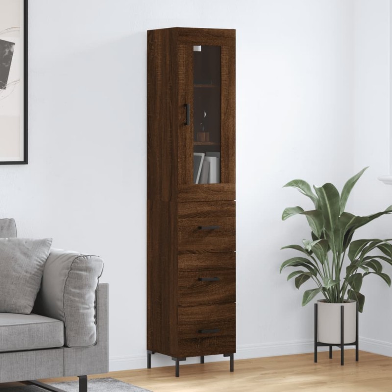 vidaXL Aparador alto madera contrachapada roble marrón 34,5x34x180 cm vidaXL Aparador alto madera contrachapada roble marrón 34,5x34x180 cm