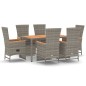 vidaXL Set comedor jardín 7 pzas y cojines ratán sintético gris