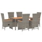 vidaXL Set comedor jardín 7 pzas y cojines ratán sintético gris