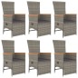 vidaXL Set comedor jardín 7 pzas y cojines ratán sintético gris