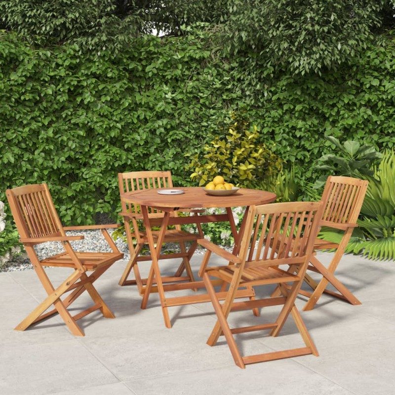 vidaXL Juego de comedor de jardín 5 piezas madera maciza de acacia