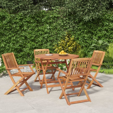 vidaXL Juego de comedor de jardín 5 piezas madera maciza de acacia