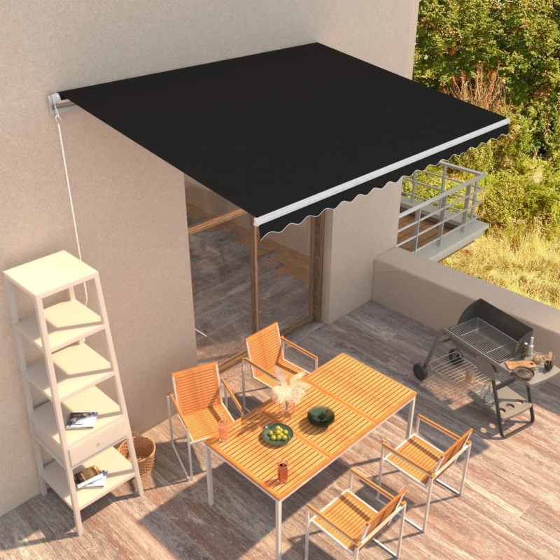 vidaXL Toldo retráctil manual gris antracita 400x300 cm vidaXL Toldo retráctil manual gris antracita 400x300 cm