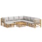 vidaXL Set de muebles de jardín 9 piezas bambú y cojines gris claro vidaXL Set de muebles de jardín 9 piezas bambú y cojines gris claro